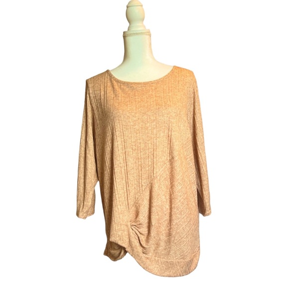 I.N.Studio NWT Carmel tan blouse scoop neck blouse. Size 2x - Picture 1 of 6